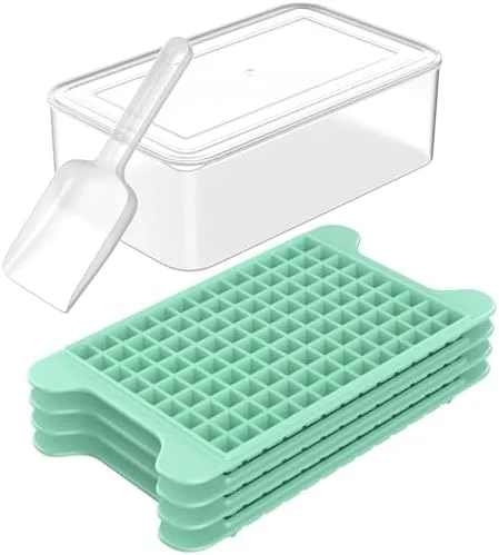 Mini Nugget Ice Cube Tray Set with Storage Bin – 117 Small Cubes, Easy Release
