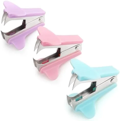 3-Pack Staple Removers - Blue, Green, Dark Grey for Office, School, Home