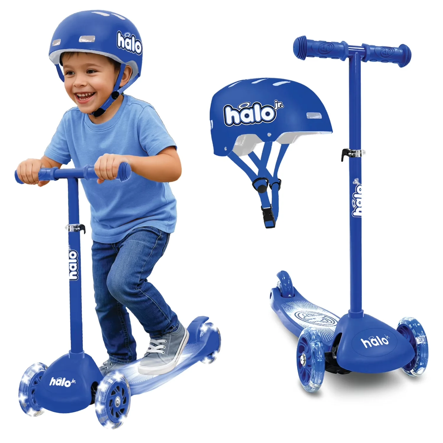 Sleek Scooter with Compact, Portable, Lightweight - Rubber Blue Wheel - Contemporary Style Model C69E43