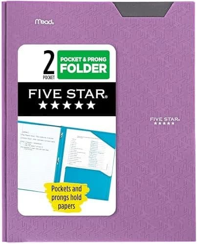 Durable Plastic 2-Pocket Folder with Prong Fasteners, Letter Size, Amethyst Purple