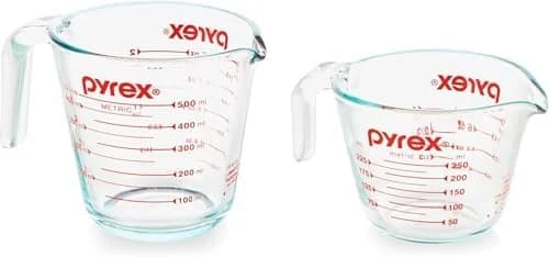 Glass Measuring Cups Set (2-Pack) - 1 & 2 Cup for Baking, Cooking, Microwave & Dishwasher Safe