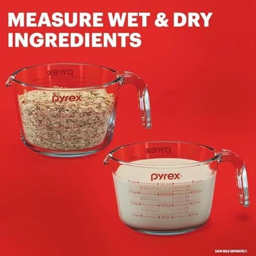 Glass Measuring Cups Set (2-Pack) - 1 & 2 Cup for Baking, Cooking, Microwave & Dishwasher Safe