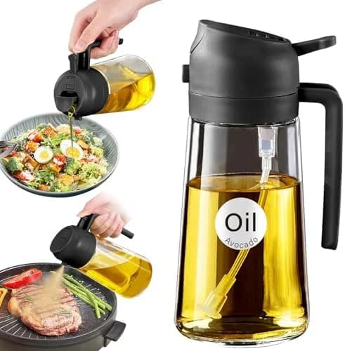 16oz Glass Oil Sprayer and Dispenser – 2-in-1 Pour & Spray for Cooking