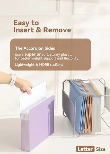 Extra Capacity Hanging File Folders, 2-Inch Expanding Pocket, Heavy Duty, Letter Size, 12 Pack