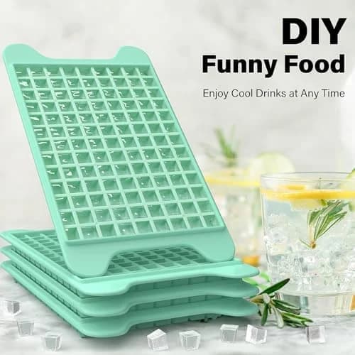 Mini Nugget Ice Cube Tray Set with Storage Bin – 117 Small Cubes, Easy Release