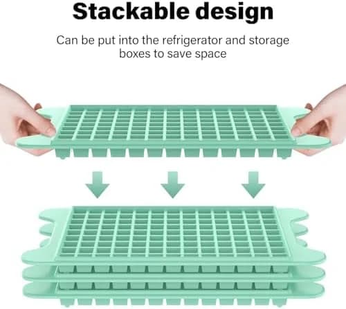 Mini Nugget Ice Cube Tray Set with Storage Bin – 117 Small Cubes, Easy Release