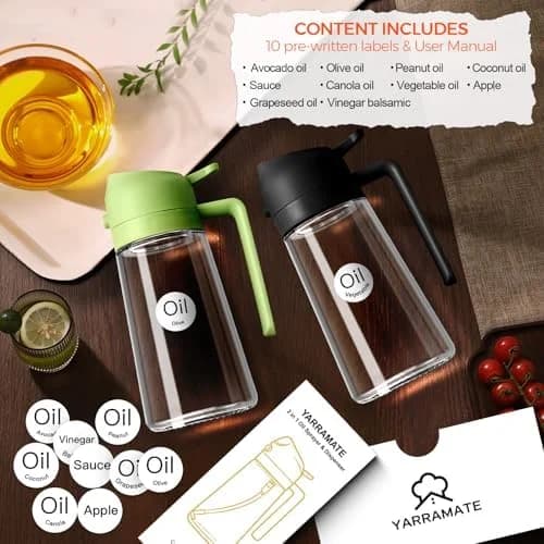 16oz Glass Oil Sprayer and Dispenser – 2-in-1 Pour & Spray for Cooking
