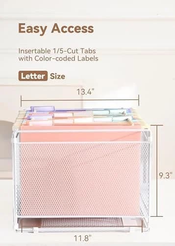 Extra Capacity Hanging File Folders, 2-Inch Expanding Pocket, Heavy Duty, Letter Size, 12 Pack