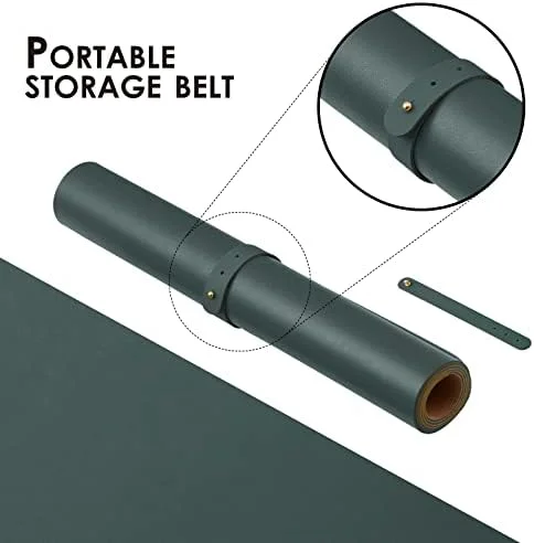 Dual-Sided Desk Mat – Eco-Friendly Cork & PU Leather Workspace Pad, Dark Green 90x43 cm