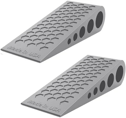 Heavy Duty Rubber Door Stop Wedge with Honeycomb Grip - Gray 2-Pack