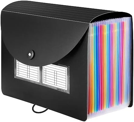 24-Pocket Expanding Accordion File Folder for Letter & A4 Paper, Portable Desktop Document Organizer with Blank Label Tabs